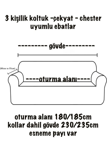 Baqdo Kadife 3 Kişilik Koltuk Örtüsü Streç Lastikli Esnek, Çekyat, Kanepe Kılıfı, Koltuk Örtüsü 1 Adet Siyah