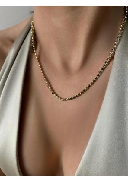 Vip Seri 14 K Altın Rengi Pul Model Çelik Kolye 45 cm