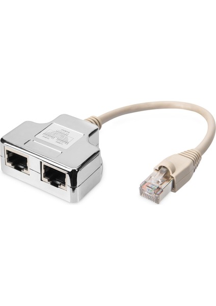 Cat. 5e Patch Kablo Adaptörü, Zırhlı, 2 x RJ45 Dişi 1 x RJ45 Erkek, Kablo Mesafesi 0.19 Metre