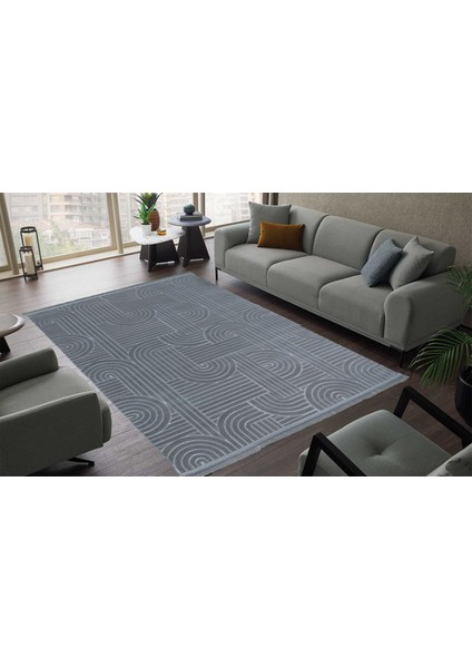 8709A Gri Saçaklı Bohem Modern Iskandinav Dokuma Halı Oturma Odası - Salon fiyatları