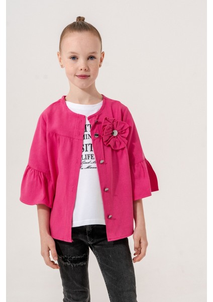 Kız Çocuk Çiçek Gömlekli İkili Kız Takım 3127