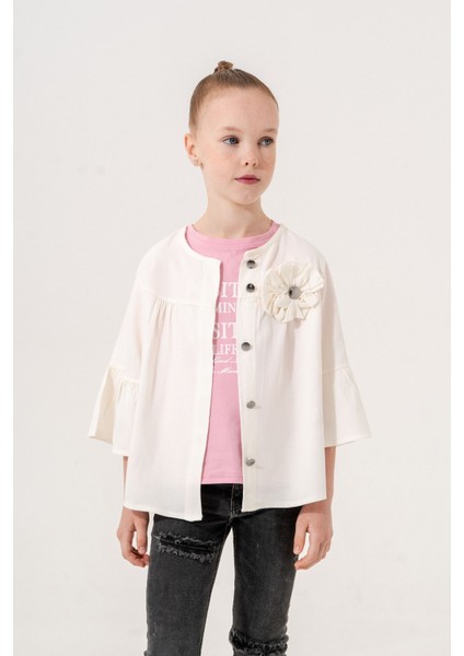 Kız Çocuk Çiçek Gömlekli İkili Kız Takım 3127