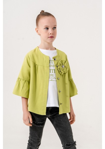 Kız Çocuk Çiçek Gömlekli İkili Kız Takım 3127