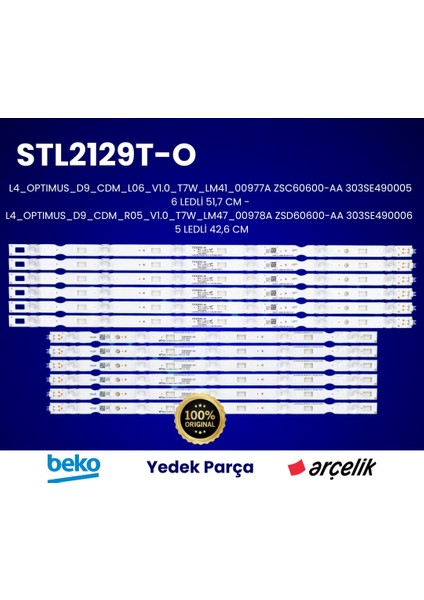 ZTE60600-AA,ZTF60600-AA,L4_OCEAN_E5_CDM_L05_V1.0_TBK_LM41-01005A Arçelik,beko LED Bar (Orjinal)