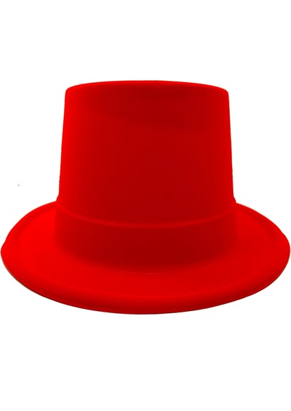 Kırmızı Renk Plastik Nubuk Kadife Flok Kaplama Fötr Şapka 11 cm fiyatları