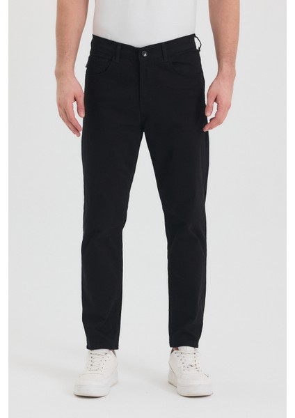 Theseason Erkek Siyah Slim Fit Esnek Gabardin Pantolon