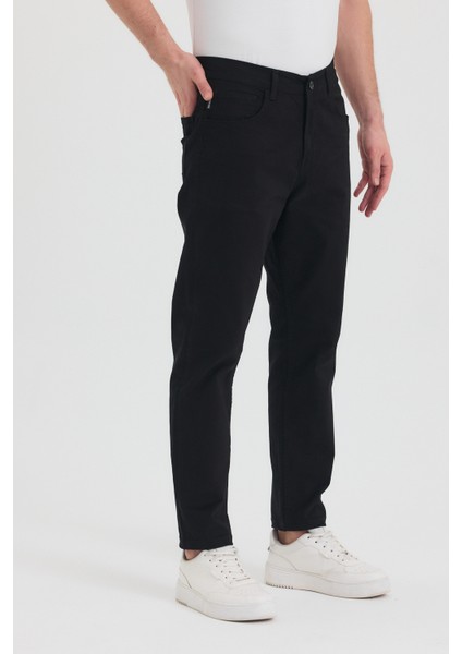 Theseason Erkek Siyah Slim Fit Esnek Gabardin Pantolon