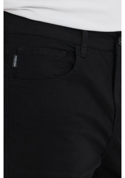 Theseason Erkek Siyah Slim Fit Esnek Gabardin Pantolon