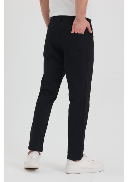 Theseason Erkek Siyah Slim Fit Esnek Gabardin Pantolon