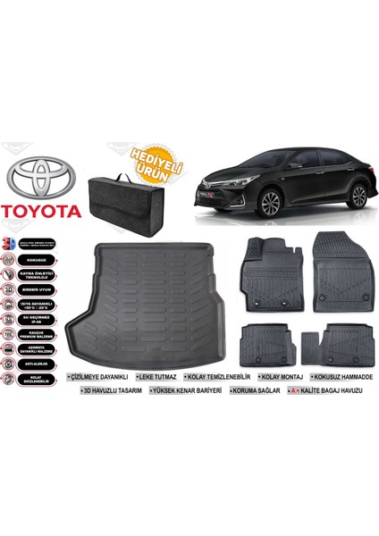 Toyota Corolla 2015 Model Bagaj Havuzu+Paspas Seti Profesyonel Serisi Hediyeli