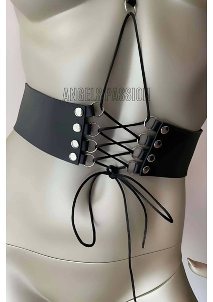 Klipsli Deri Korse Harness - Deri Korse Elbise - BRF594