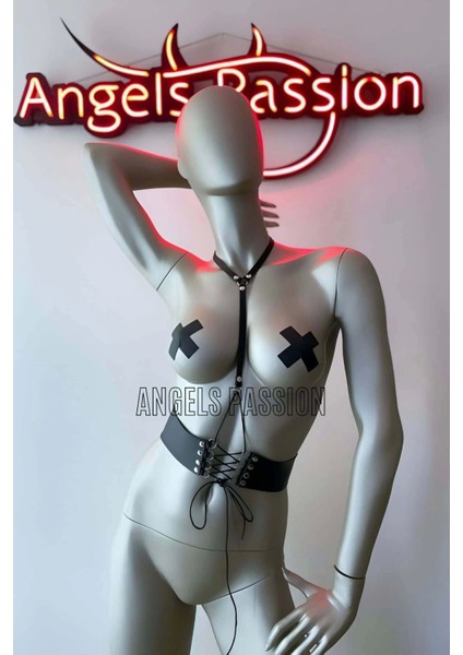 Klipsli Deri Korse Harness - Deri Korse Elbise - BRF594