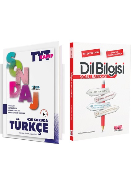 Tyt Türkçe Pro 425 Soruda ve Dil Bilgisi Soru Bankası Seti 2 Kitap