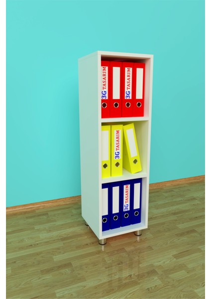 Modüler Kitaplık Ofis Dolabı Evrak ve Dosya Dolabı 3G-002-AD-BEYAZ / 35x35x116h