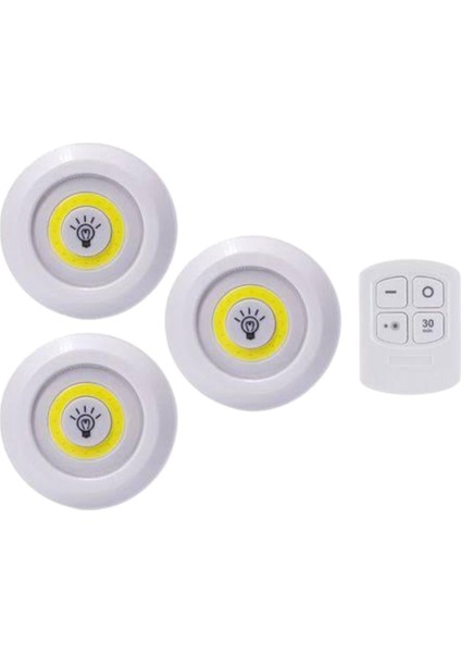 LED Lamba 3'lü Uzaktan Kumandalı Yapışkanlı