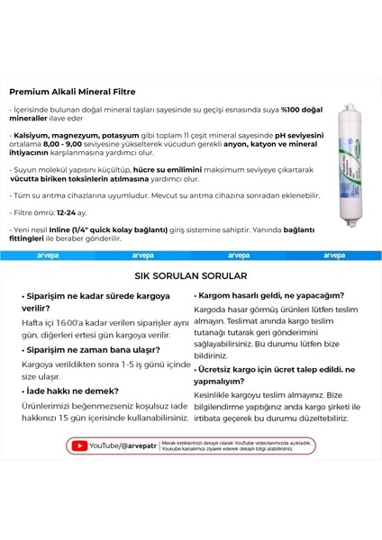 Su Arıtma Cihazı Premium Alkaline Filtre 25 Adet