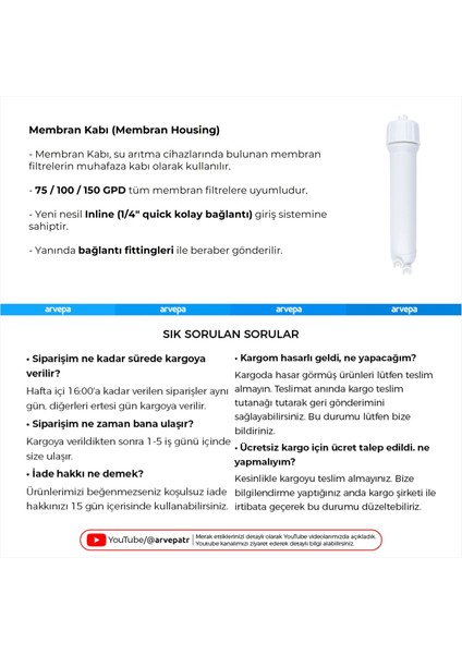 Su Arıtma Cihazı Membran Kabı (Housing)