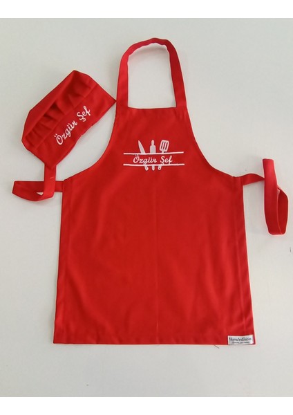 Mutfak Temalı Çocuk Mutfak ve Etkinlik Ana Okulu Önlüğü Su Tutmaz Kumaş Isme Özel Nakış Desenli 0- 14 Yaş