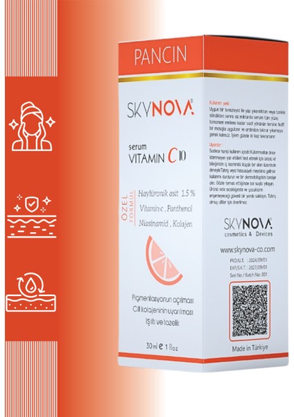 C Vitamini Kolajen ve Hyalüronik Asit Serum 30 ml