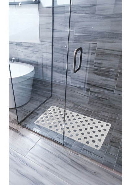 Banyo Paspası Beyaz Silikon Kaymaz Vakumlu Duş Paspası