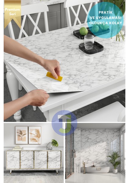 Kendinden Yapışkanlı Mermer Desen Folyo Mutfak Banyo Tezgah Duvar Kaplama 60 cm x 500 cm Beyaz fırsatları