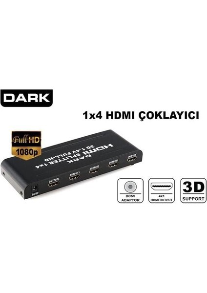 5port DK-HD-SW4X1K 5port HDMI (Giriş) 1port HDMI (Çıkış) 4K HDMI Switch