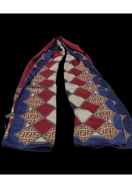 Vual Ipek Şal Lacivert Bordo