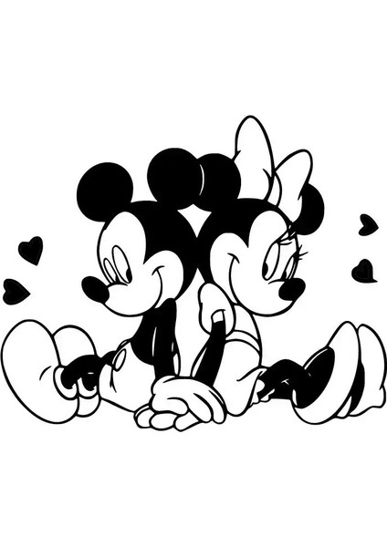 Mickey Minnie Sırt Sırta Sticker (Oto-Motor-Laptop-Duvar-Dekor) 20 x 16 cm
