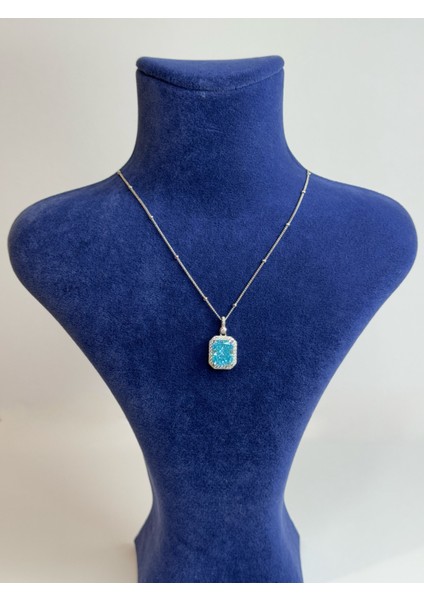 Baget Tek Taş 925 Ayar Gümüş Kolye