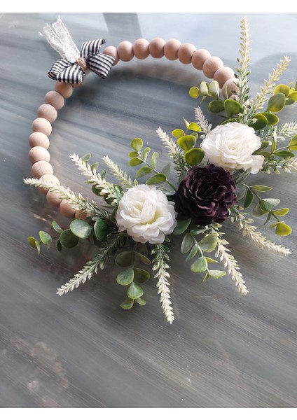 Ahşap Boncuklu Lavanta Temalı Kapı Süsü 25 Cm, Duvar Süsü, Dekor fiyatları