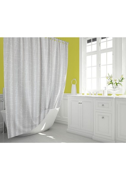 Duş Perdesi Mermer Desenli Çift Kanat 2 x 120 x 200 cm 16 Adet C Halka