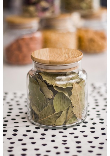 Robinanka 12 Li Set Bambu Kapaklı Cam Kavanoz & Baharat Takımı & Baharatlık 500 ml ( Vakum Kapak )