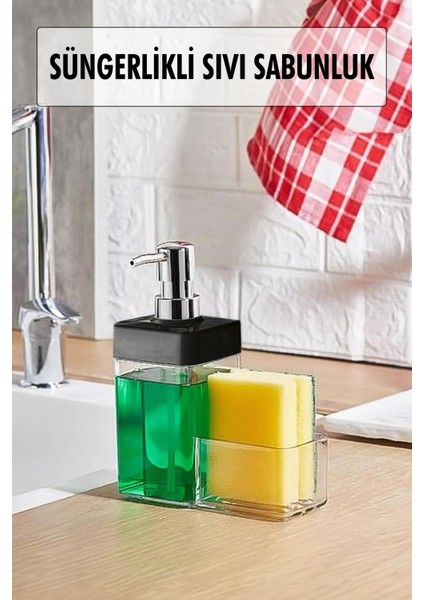 Robinanka Siyah Renkli Sıvı Sabunluk Süngerlik Hazneli 450 ml