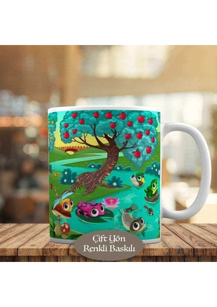 Gölde Yüzen Renkli Balıklar Baskılı Kupa Bardak HEDIYELIK-382