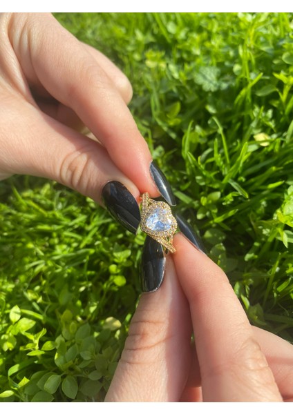 Kalp Charm Yüzük Zirkon Taşlı