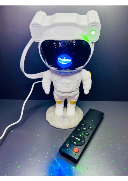 Astronot LED Işıklı Lazerli Projeksiyon Tavan Aydınlatma Galaxy Animasyonlu Kumandalı Masaüstü Lamba