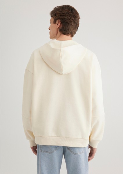 Kapüşonlu Fermuarlı Bej Sweatshirt 0S10306-70055