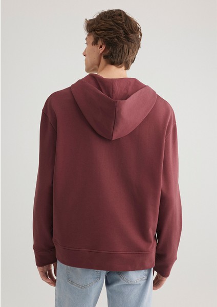 Yarı Fermuarlı Bordo Sweatshirt 0S10305-70396