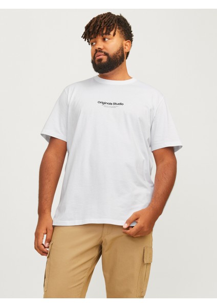 Jack Jones Jorvesterbro Tee Ss Crew Neck Noos Pls Erkek Beyaz Büyük Beden Tshirt 12248177-01