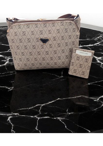 Vizon - Desenli Cüzdan Kombinli Üç Gözlü , Omuz Çanta fiyatları