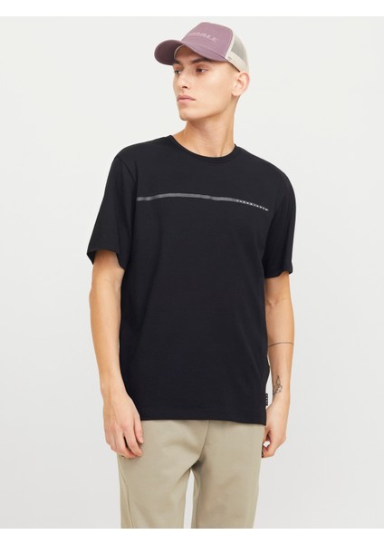 Jack Jones Jcofusıon Full Brandıng Tee Ss Crew Noos Erkek Siyah Tshirt 12273120-02