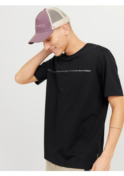Jack Jones Jcofusıon Full Brandıng Tee Ss Crew Noos Erkek Siyah Tshirt 12273120-02