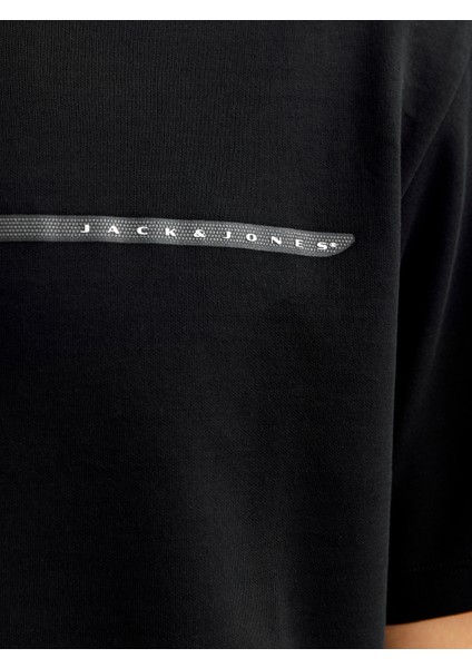 Jack Jones Jcofusıon Full Brandıng Tee Ss Crew Noos Erkek Siyah Tshirt 12273120-02
