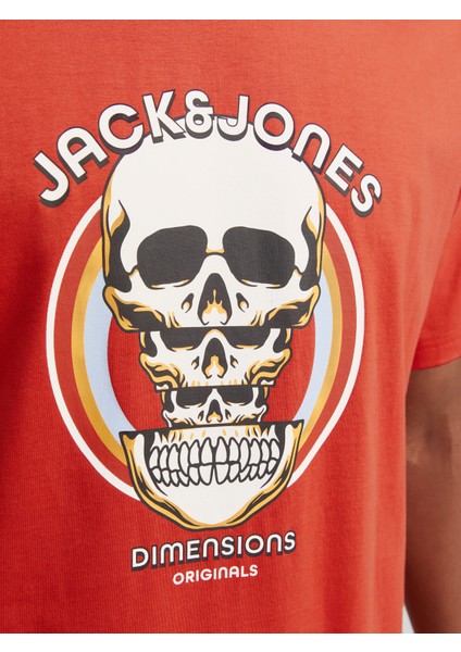 Jack Jones Joranatomy Skull Tee Ss Crew Neck Ln Erkek Turuncu Tshirt 12272966-23