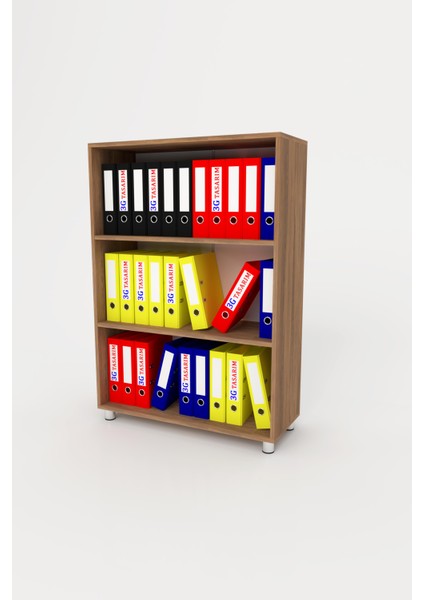 Modüler Ofis Dolabı Evrak Dolabı Kitaplık 3G-006-AD-CEVİZ/90x35x130h