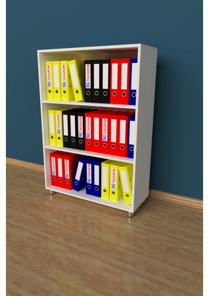 Modüler Ofis Dolabı Evrak Dolabı Kitaplık 3G-006-AD-BEYAZ/90x35x130h
