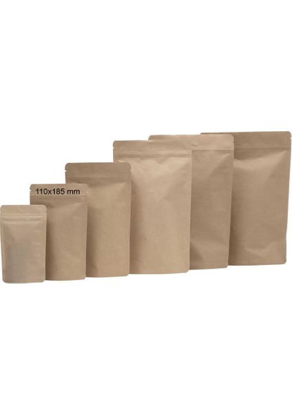 Kraft Alüminyum Kilitli Doypack 110X185X35 mm 500 Adet