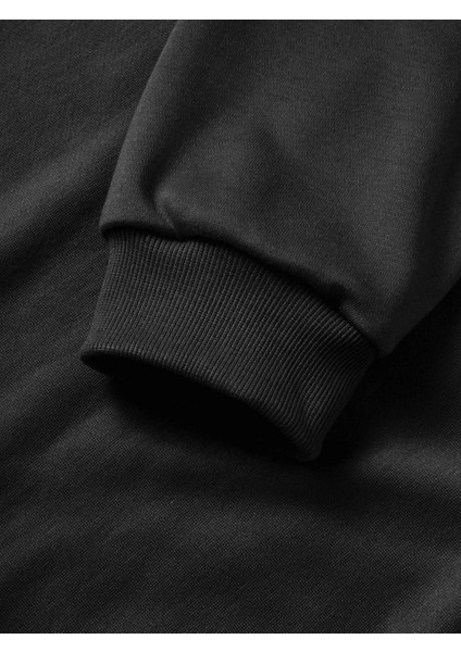 10 Kasıma Özel Üç Iplik Kapüşonlu Baskılı Sweatshirt - Siyah