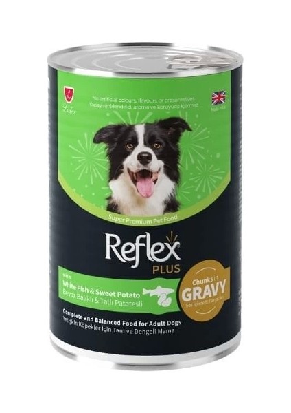 Reflex Plus Sos Içinde Beyaz Balıklı ve Tatlı Patatesli Yetişkin Konserve Köpek Maması 400 gr