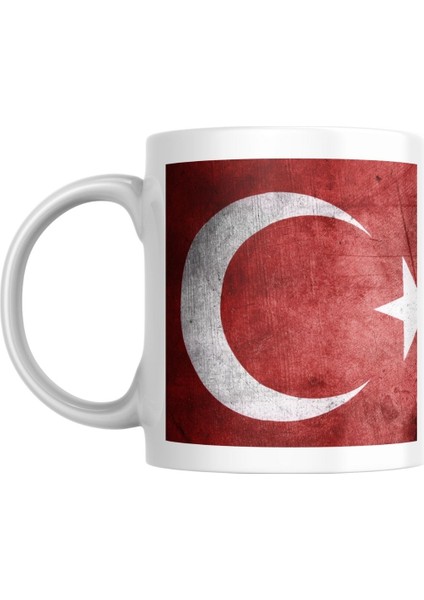 Türk Bayraklı Ve Göktürk Alfabesi İle Türk Yazılı Kupa Bardak